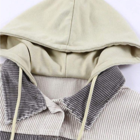 Cozy Corduroy Hoodie Jacket Shacket Button Down Shirt - Picture 15 of 16